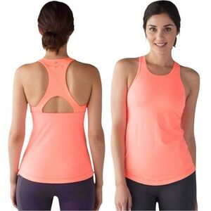 LULULEMON Running Final Lap Tank Top | Luxtreme Racerback Built-In Bra Coral 6